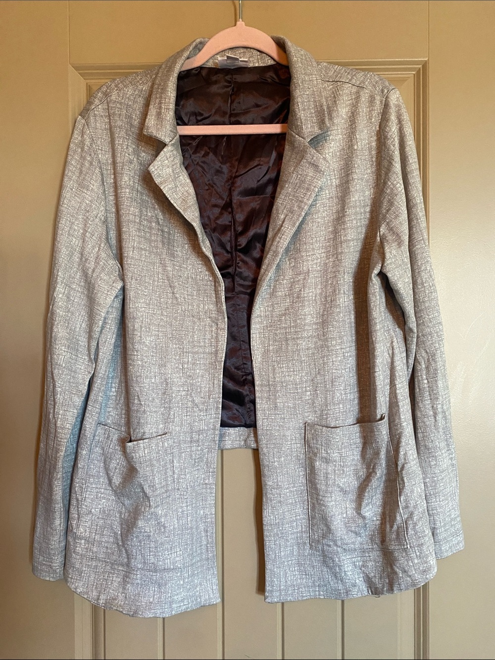 LuLaRoe Light Gray Open-Front Blazer large